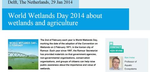Article by UNESCO-IHE: World Wetlands Day 2014 about wetlands and agriculture