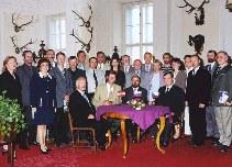 Representatives from Austria, Czech Republic and Slovak Republic at the Signing Conference for the Trilateral Ramsar Memorandum , August 30th, 2001, Zidlochovice Castle, Czech Republic